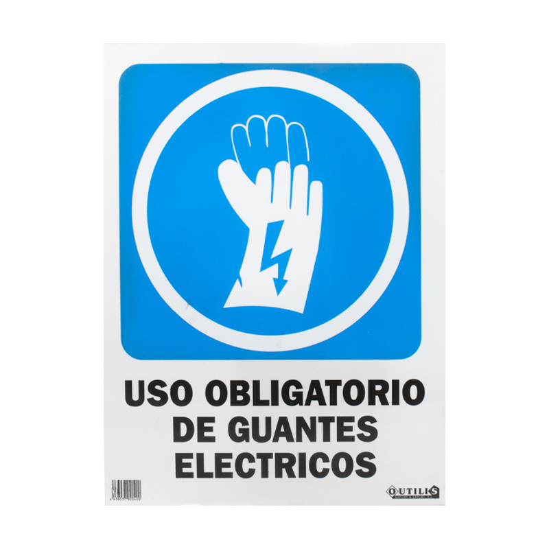 SEÑAL 40X30 "USO OBLIGATORIO GUANTES ELÉCTRICOS"