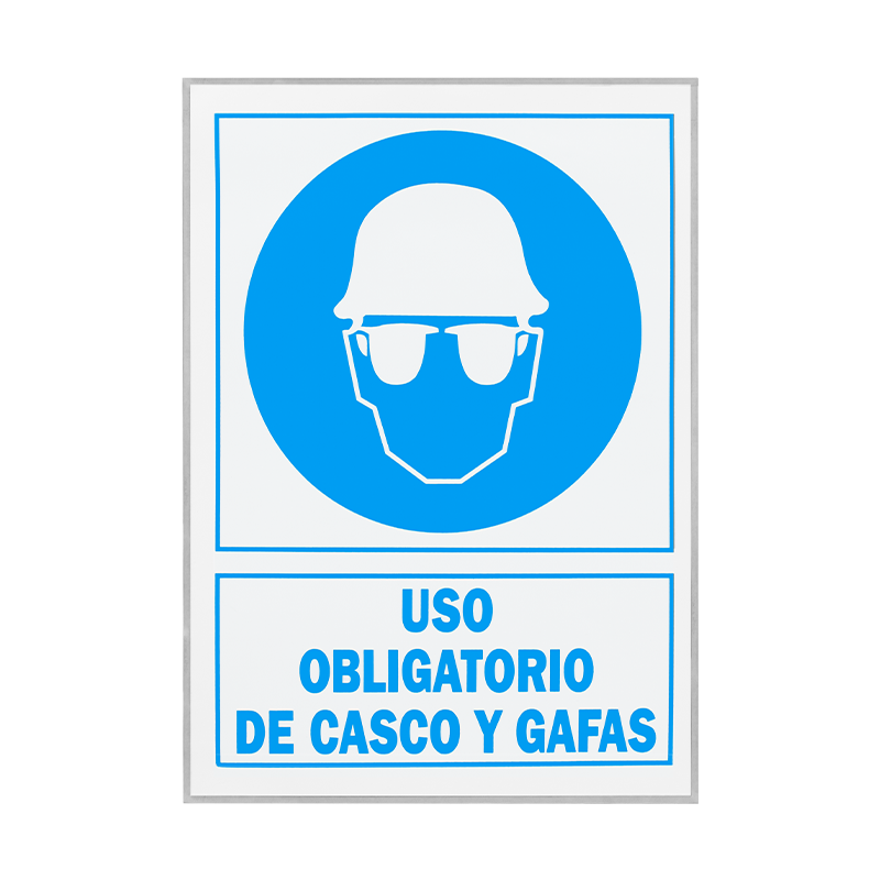 SEÑAL ADHESIVA 21X29 "USO OBLIGATORIO CASCO/GAFAS"