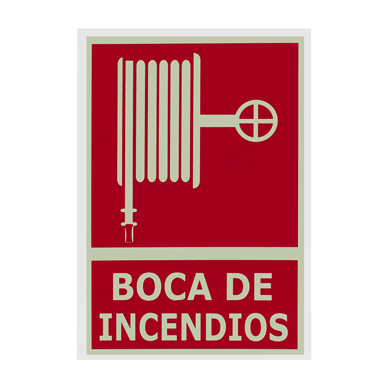 SEÑAL PVC FLUORESCENTE 21X29 "BOCA DE INCENDIOS"