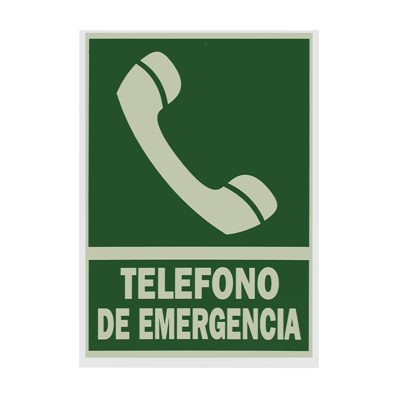 SEÑAL PVC FLUORESCENTE 21X29 "TELÉFONO DE EMERGENCIA"