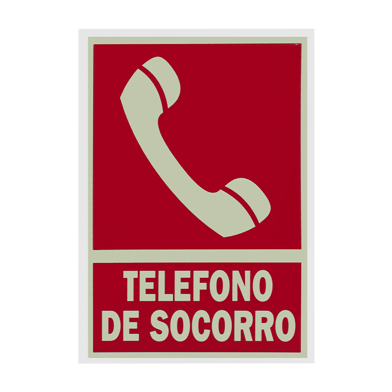 SEÑAL PVC FLUORESCENTE 21X29 "TELÉFONO DE SOCORRO"